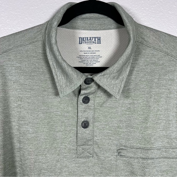 Duluth Trading Sage Green Mens XL Polyester Nylon Shirt Zip Pocket Polo - Picture 1 of 5